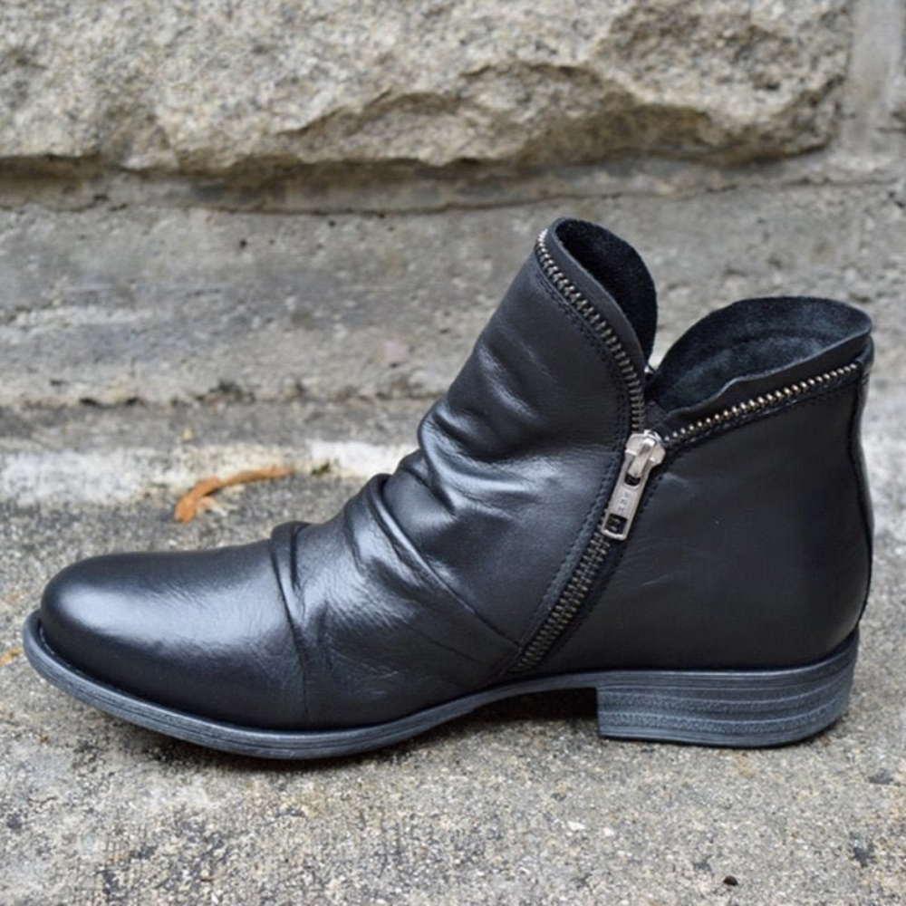 Melissa | Chic Side Zip Ruched Ankle Boots