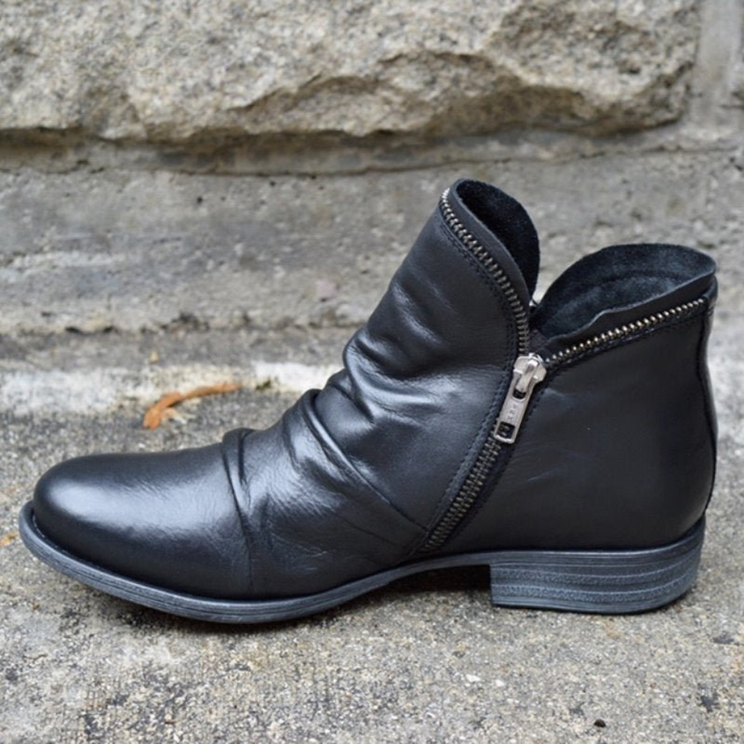 Melissa | Chic Side Zip Ruched Ankle Boots