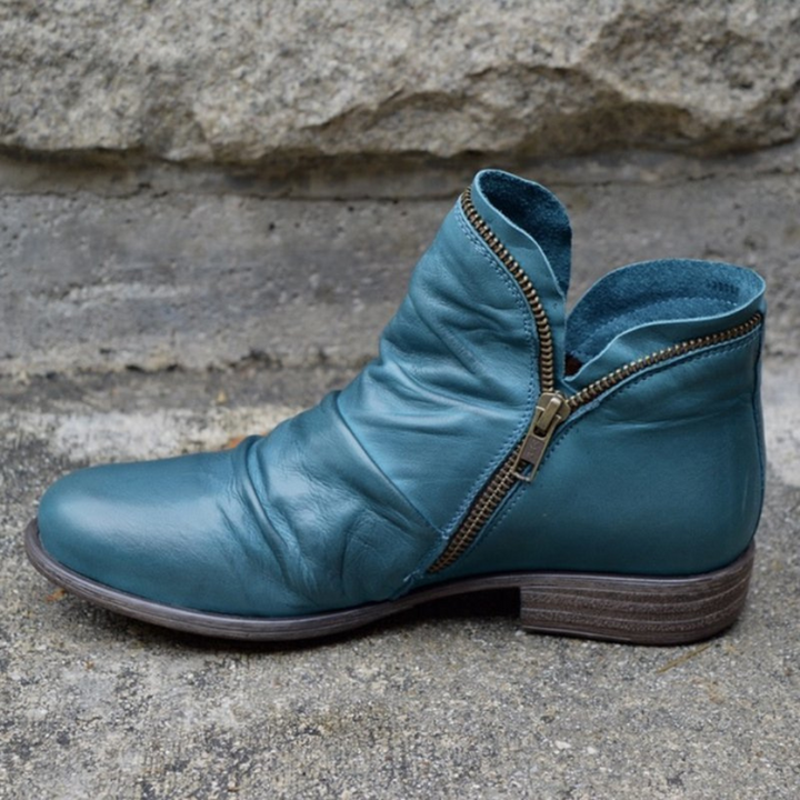 Melissa | Chic Side Zip Ruched Ankle Boots