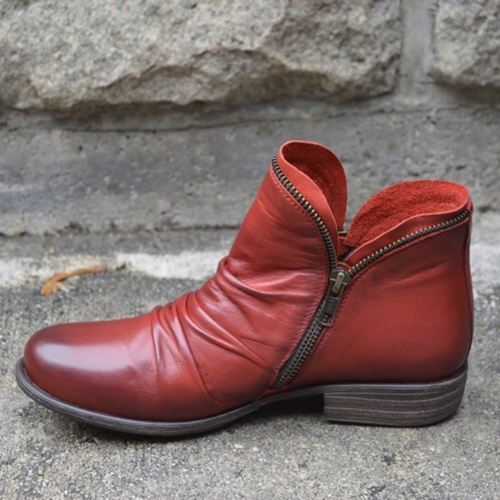 Melissa | Chic Side Zip Ruched Ankle Boots