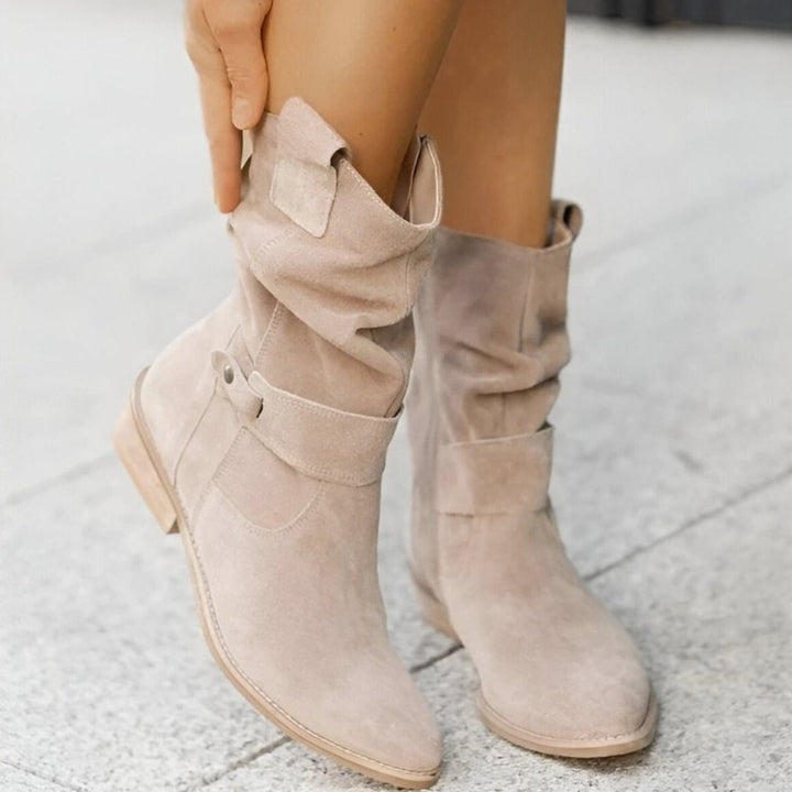 Melissa | Elegant Slouchy Wide Calf Boots with Block Heel
