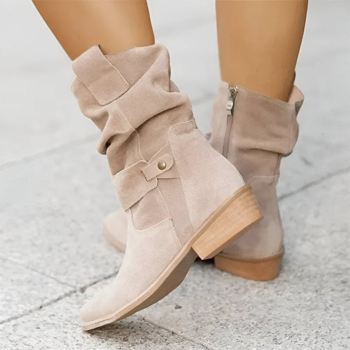 Melissa | Elegant Slouchy Wide Calf Boots with Block Heel