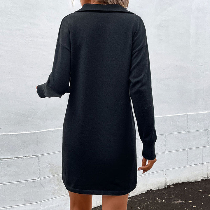 Melissa | Graceful Half-Zip Ribbed Mini Sweater Dress