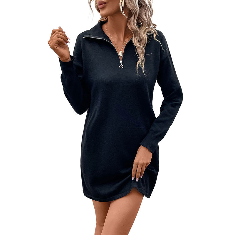 Melissa | Graceful Half-Zip Ribbed Mini Sweater Dress