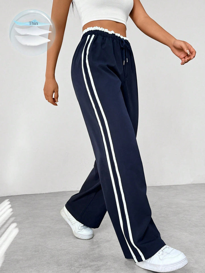 Melissa | Sophisticated Wide Leg Sweatpants with Side Stripe