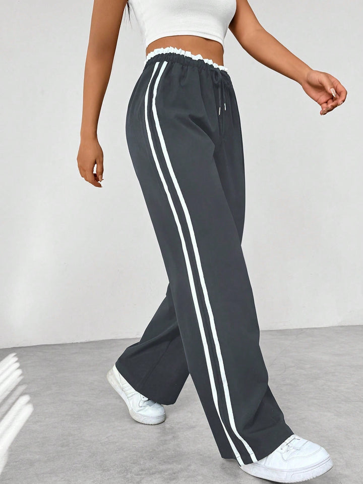 Melissa | Sophisticated Wide Leg Sweatpants with Side Stripe