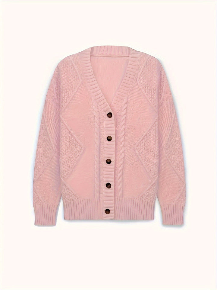Michelle | Classic Cable-Knit Button Cardigan Sweater