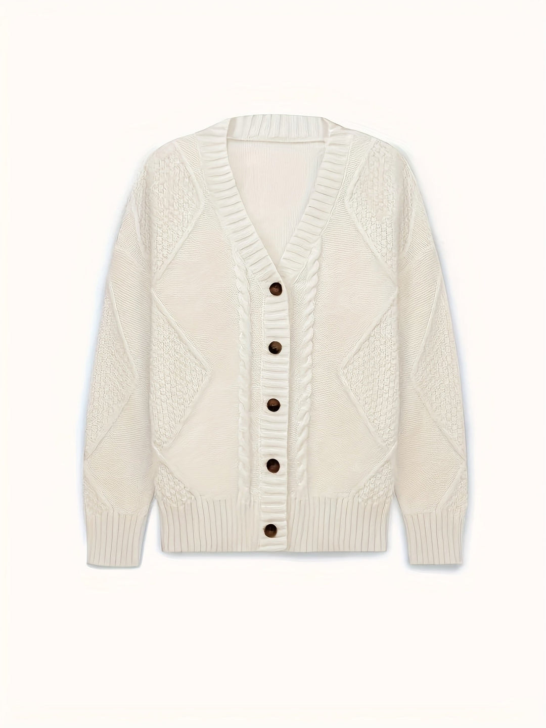 Michelle | Classic Cable-Knit Button Cardigan Sweater