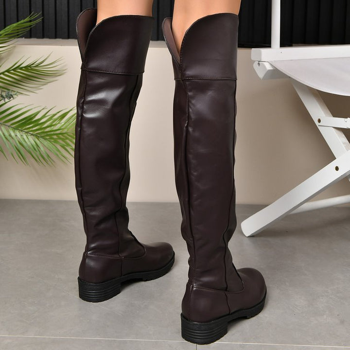 Michelle | Cozy Fold-Over Knee High Boots with Block Heel