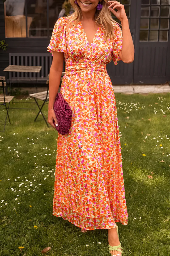 Michelle | Effortless Floral Fall Wedding Guest Maxi Dress