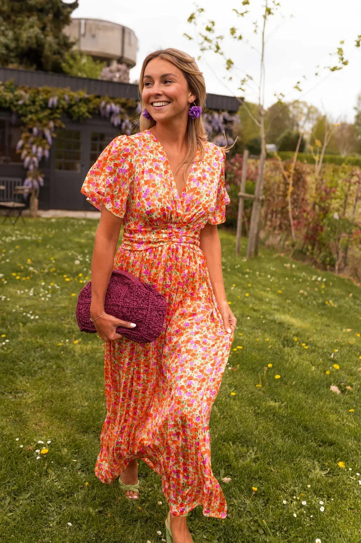 Michelle | Effortless Floral Fall Wedding Guest Maxi Dress