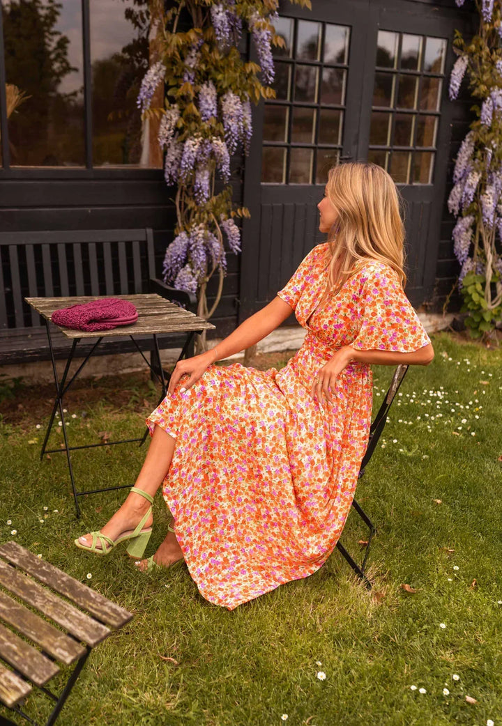Michelle | Effortless Floral Fall Wedding Guest Maxi Dress