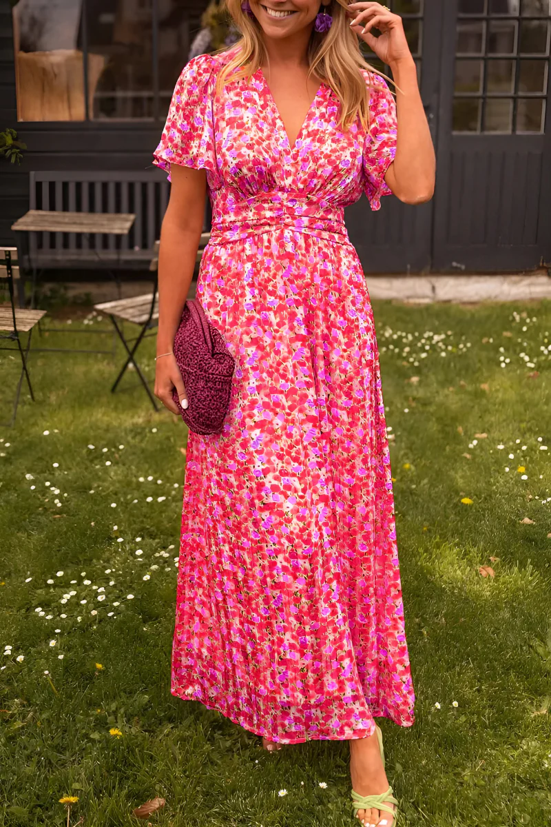 Michelle | Effortless Floral Fall Wedding Guest Maxi Dress
