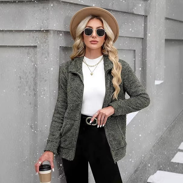 Michelle | Graceful Fluffy Teddy Fleece Jacket with Stand Collar