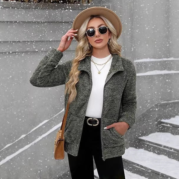 Michelle | Graceful Fluffy Teddy Fleece Jacket with Stand Collar