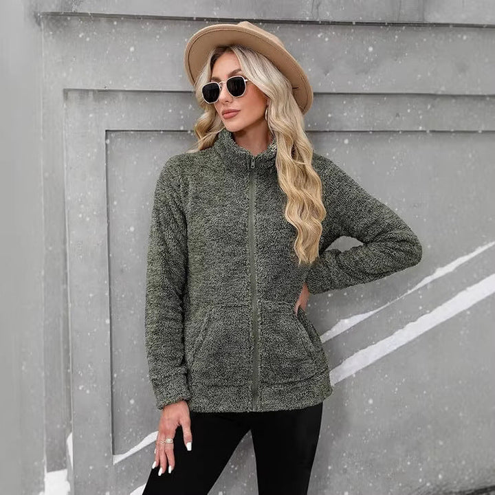 Michelle | Graceful Fluffy Teddy Fleece Jacket with Stand Collar