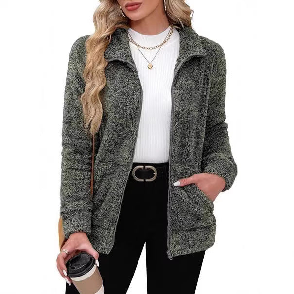 Michelle | Graceful Fluffy Teddy Fleece Jacket with Stand Collar