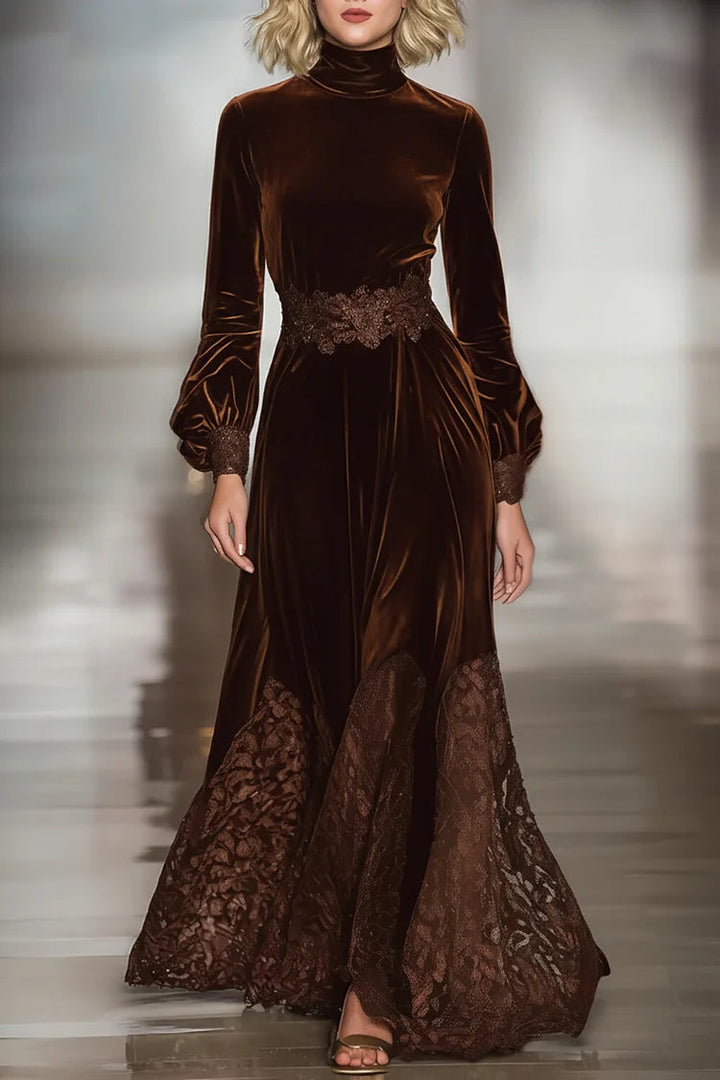 Michelle | Polished Velvet Turtleneck Winter Wedding Guest Dress