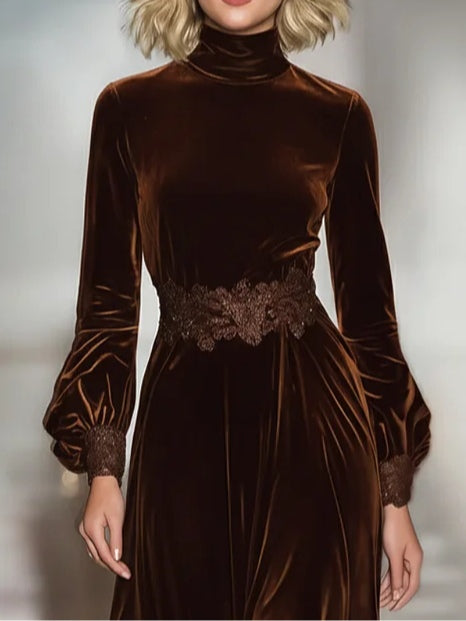 Michelle | Polished Velvet Turtleneck Winter Wedding Guest Dress