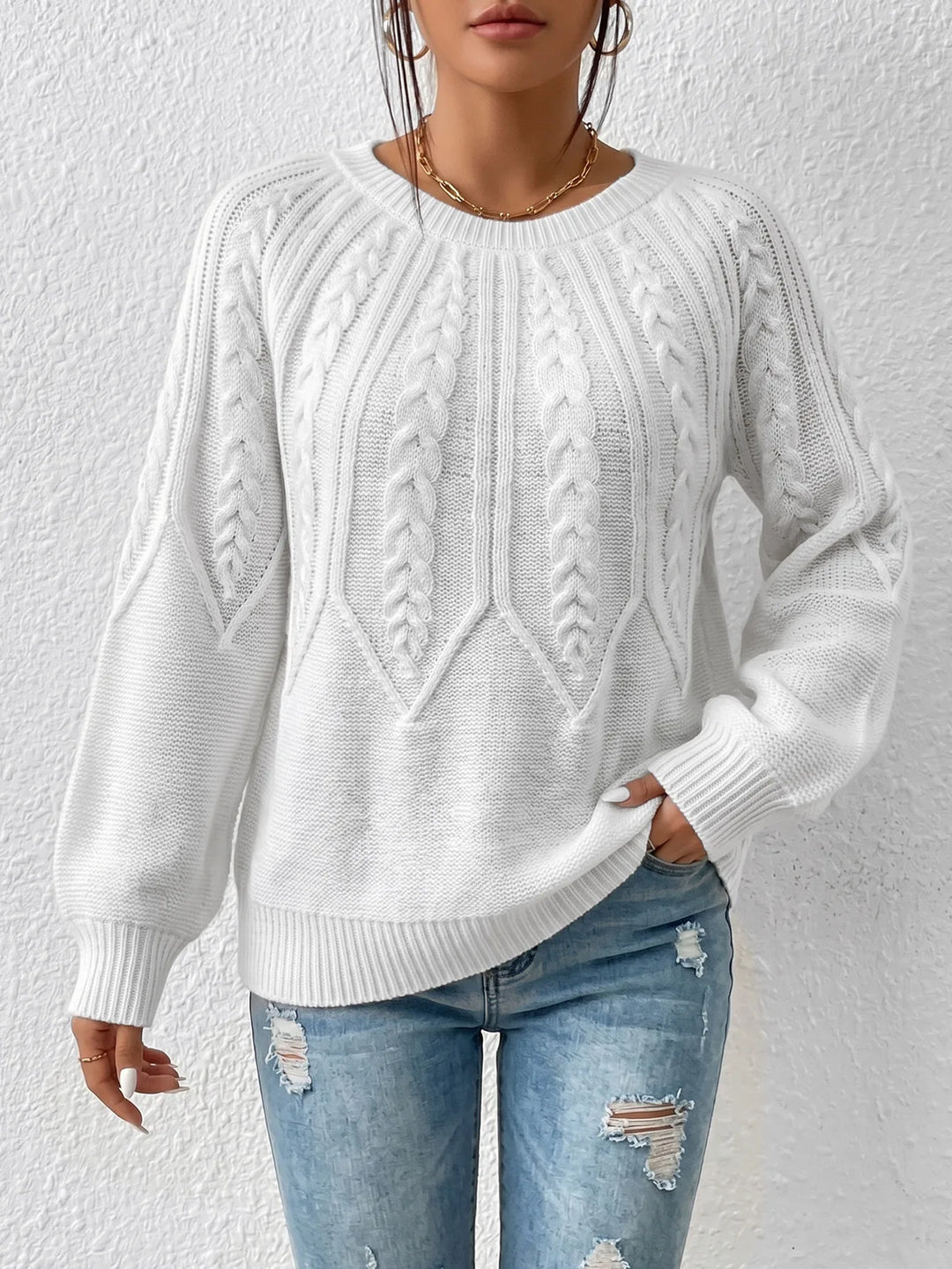Michelle | Stylish Womens Chunky Cable Knit Pullover Sweater