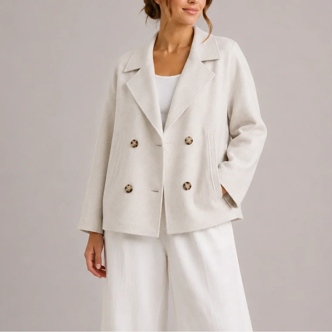 Nancy | Chic Double Breasted Cropped Pea Coat