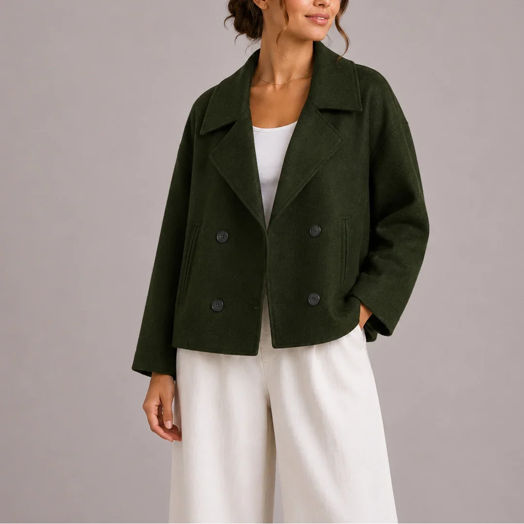 Nancy | Chic Double Breasted Cropped Pea Coat