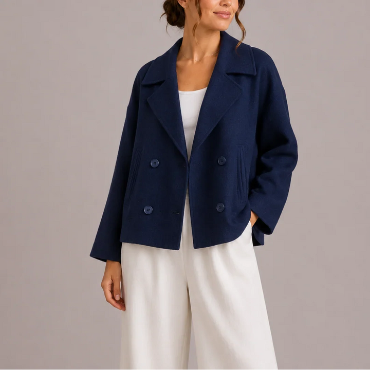 Nancy | Chic Double Breasted Cropped Pea Coat