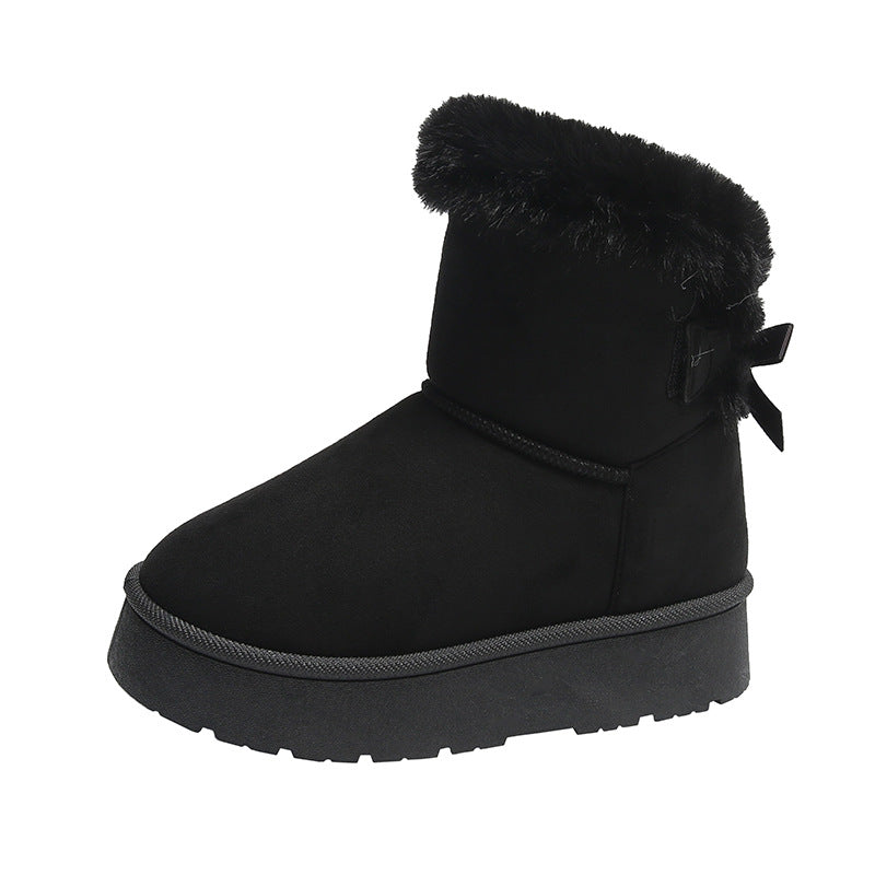 Nancy | Classic Fur-Trim Platform Winter Boots with Bow Detail