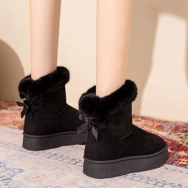 Nancy | Classic Fur-Trim Platform Winter Boots with Bow Detail