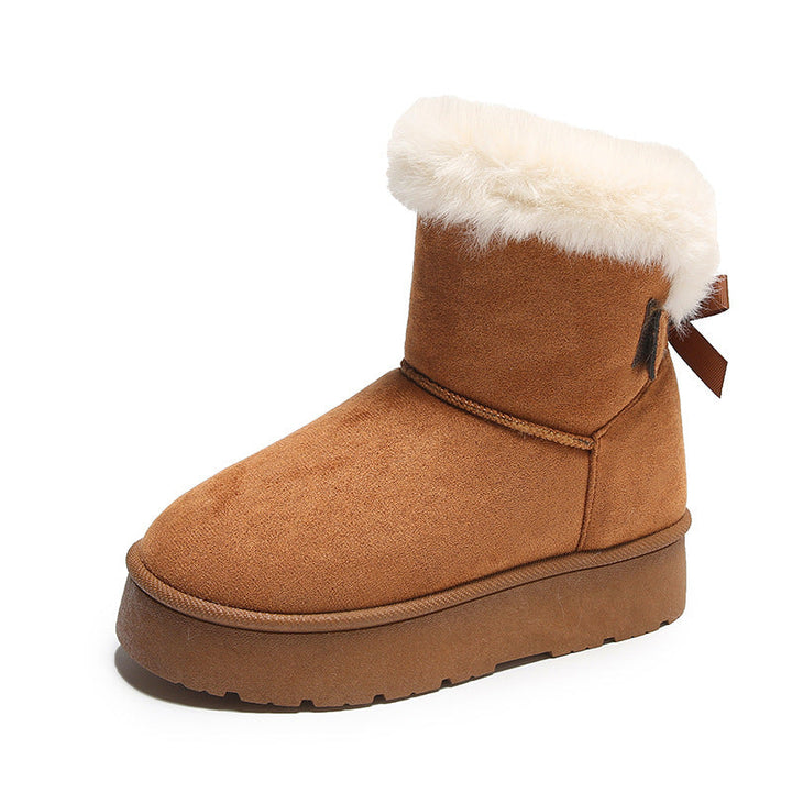 Nancy | Classic Fur-Trim Platform Winter Boots with Bow Detail