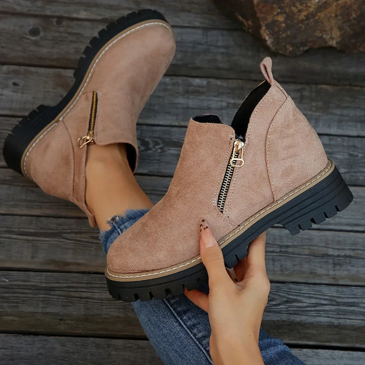 Nancy | Elegant Lug-Sole Zip Ankle Boots