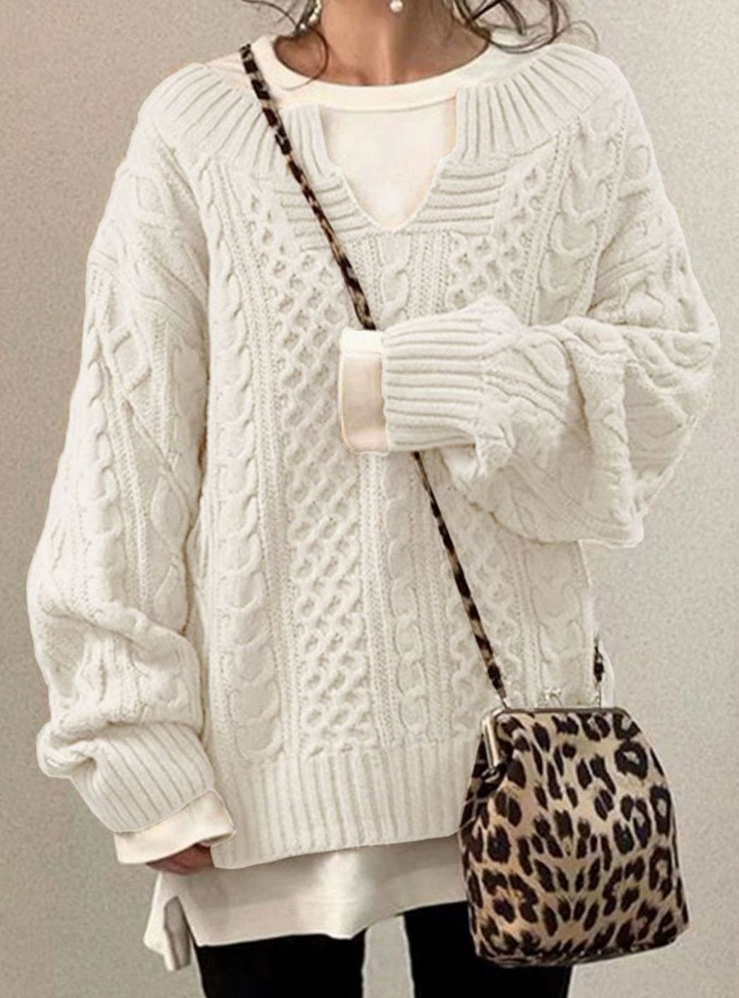 Nancy | Oversized Womens Chunky Cable Knit Pullover Sweater