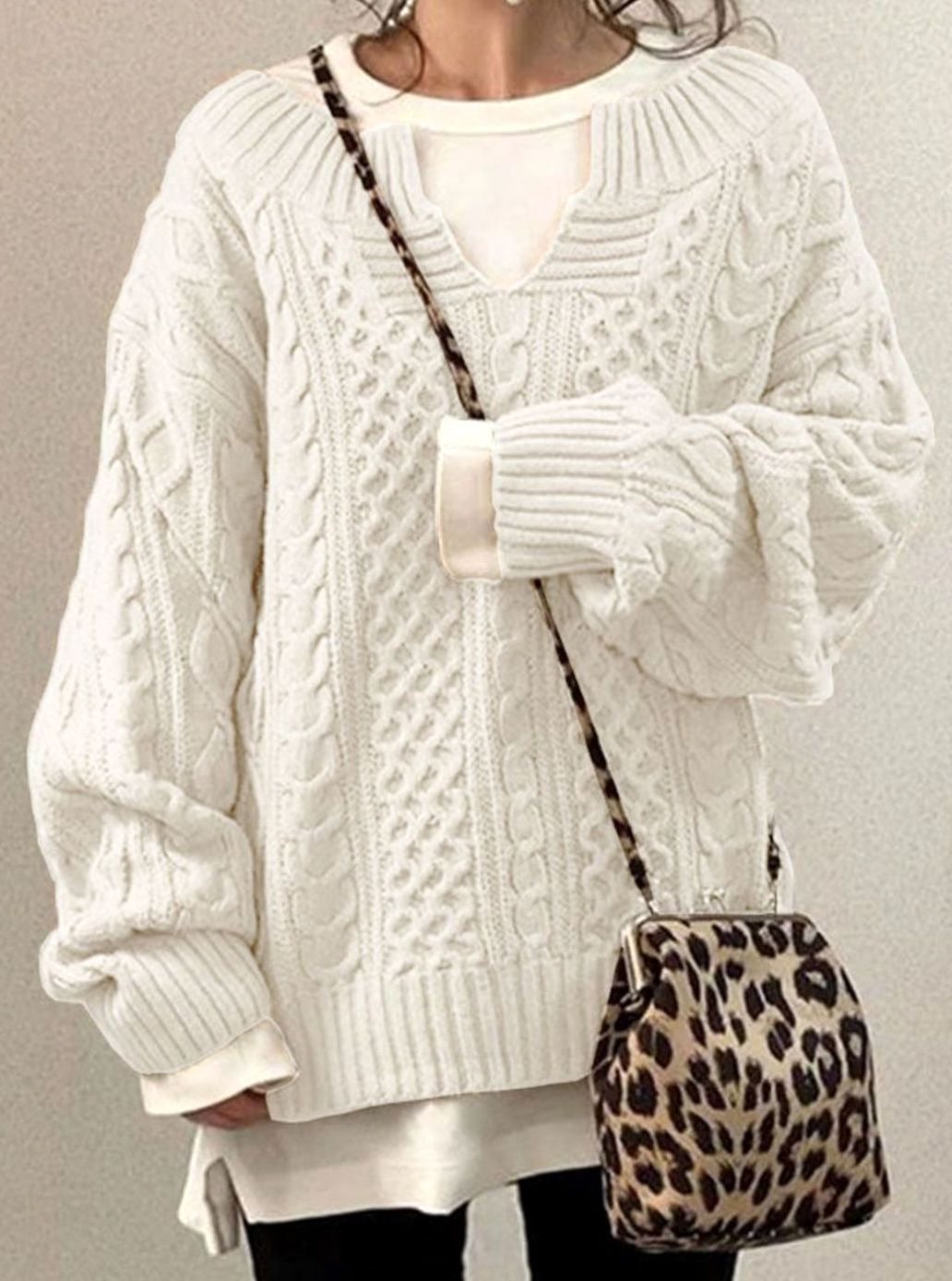 Nancy | Oversized Womens Chunky Cable Knit Pullover Sweater
