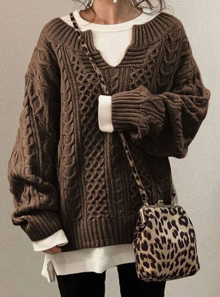 Nancy | Oversized Womens Chunky Cable Knit Pullover Sweater