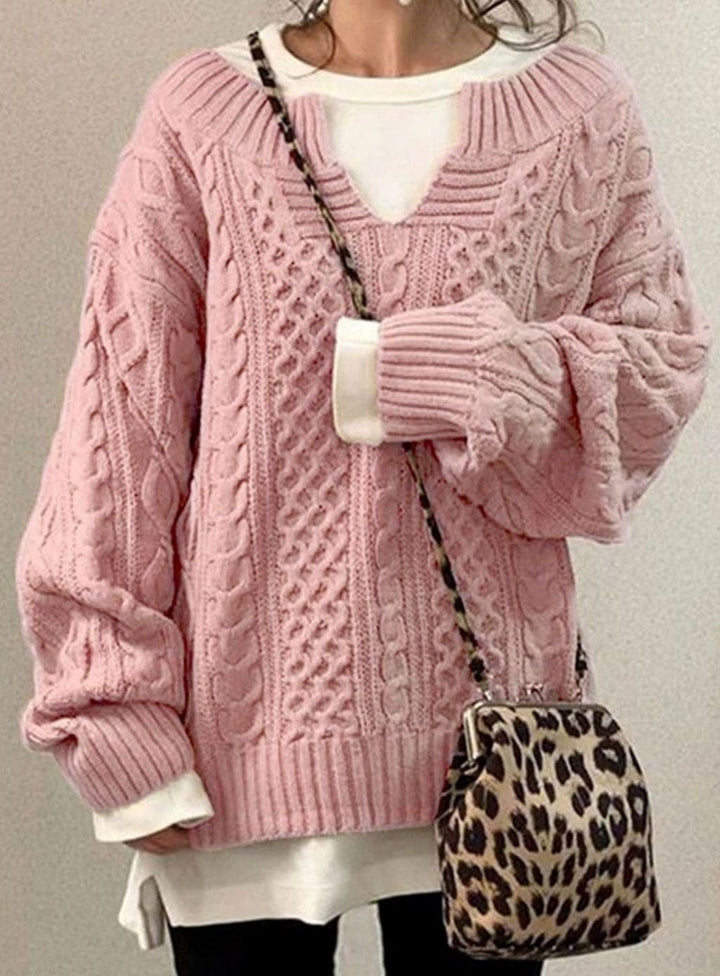 Nancy | Oversized Womens Chunky Cable Knit Pullover Sweater