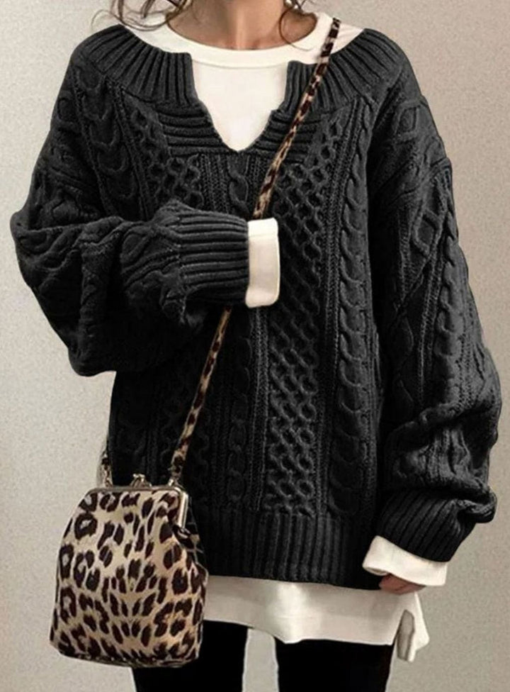 Nancy | Oversized Womens Chunky Cable Knit Pullover Sweater