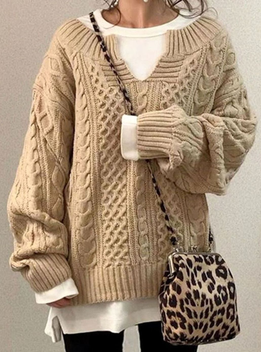 Nancy | Oversized Womens Chunky Cable Knit Pullover Sweater