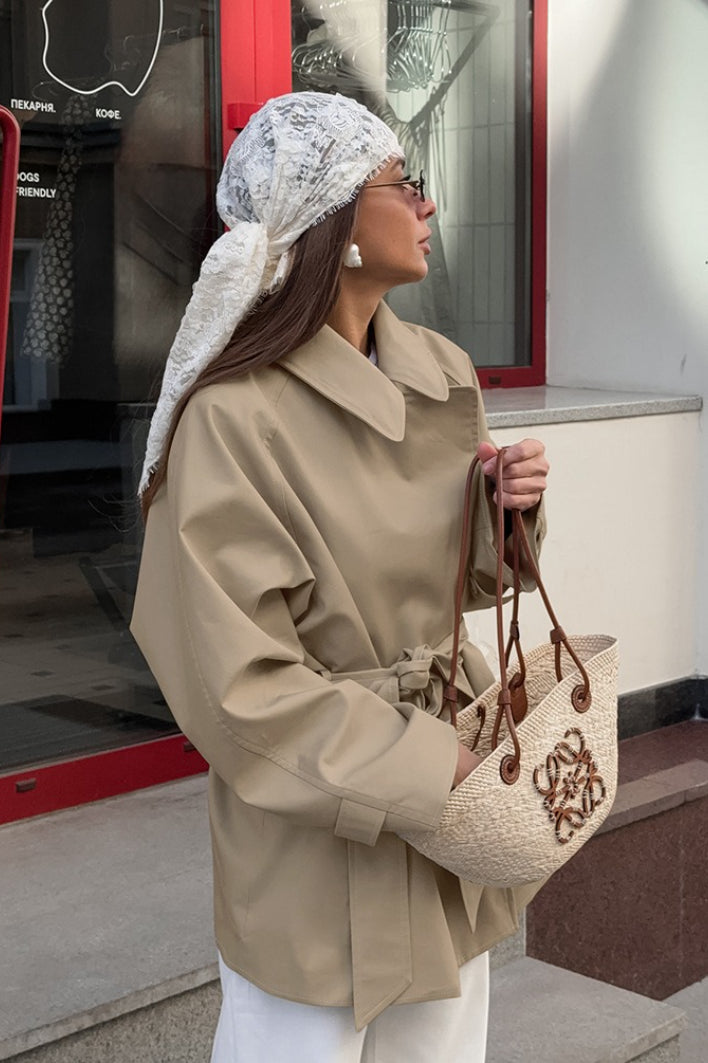 Nancy | Timeless Belted Double-Breasted Camel Coat Trench Jacket
