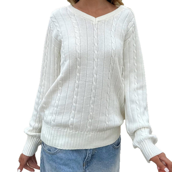 Natalie | Classic Cable Knit V-Neck Sweater