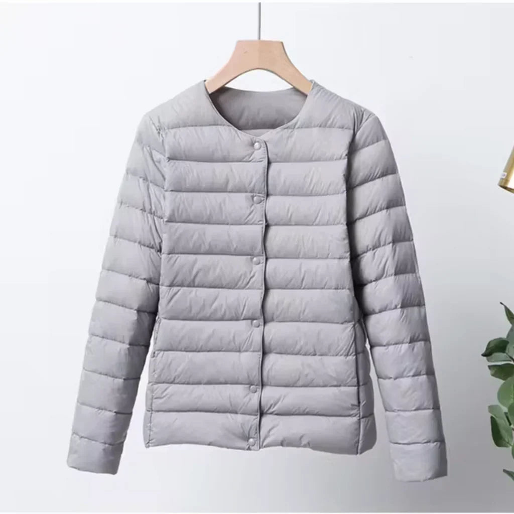 Natalie | Relaxed Lightweight Collarless Puffer Jacket