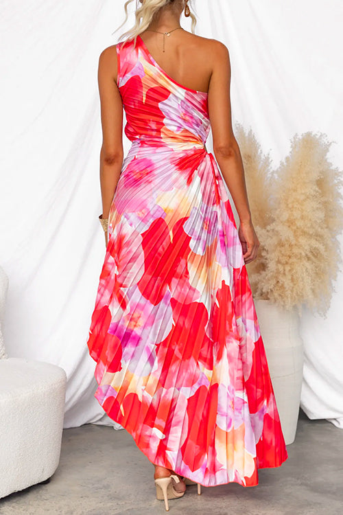 Natalie | Relaxed One Shoulder Pleated Fall Wedding Guest Maxi Dress