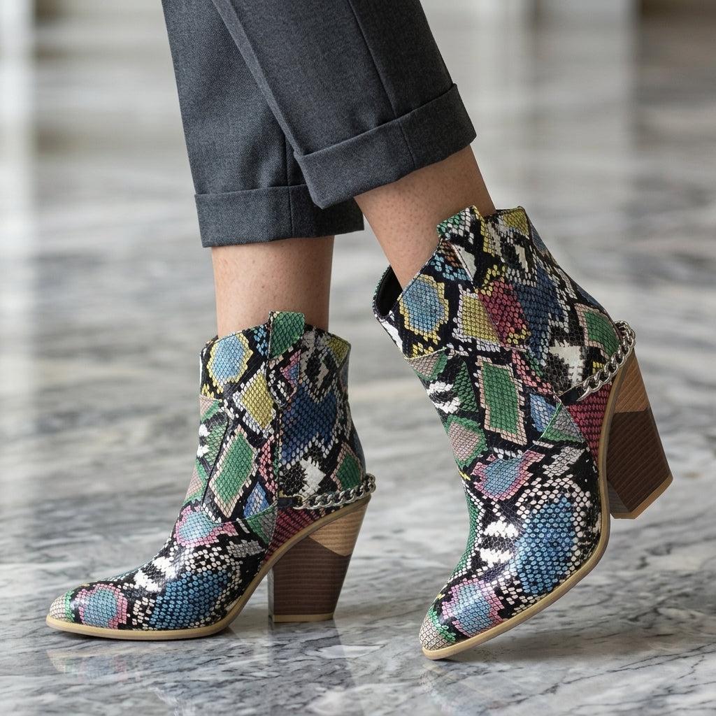 Natalie | Sophisticated Chain Strap Pointed Toe Cowboy Boots