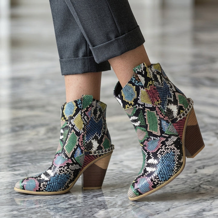 Natalie | Sophisticated Chain Strap Pointed Toe Cowboy Boots