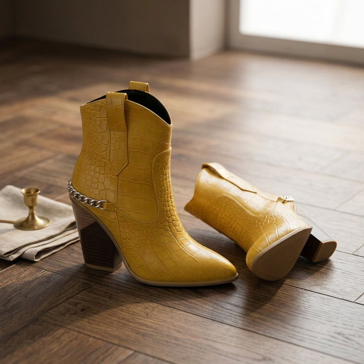 Natalie | Sophisticated Chain Strap Pointed Toe Cowboy Boots