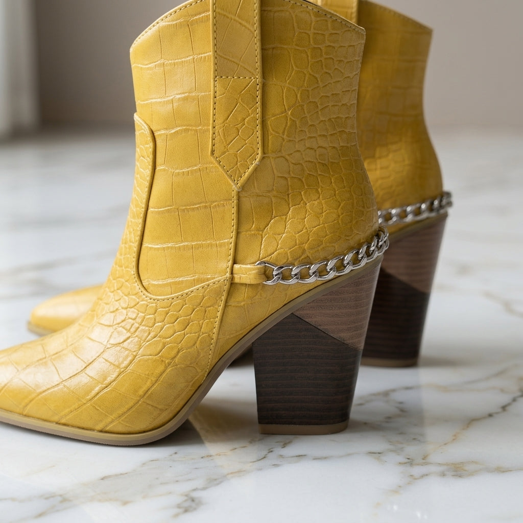 Natalie | Sophisticated Chain Strap Pointed Toe Cowboy Boots