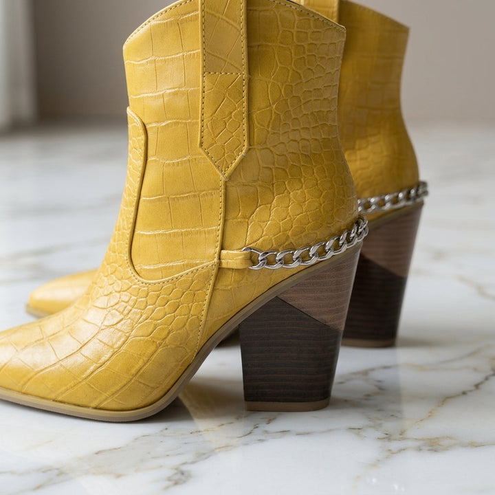 Natalie | Sophisticated Chain Strap Pointed Toe Cowboy Boots