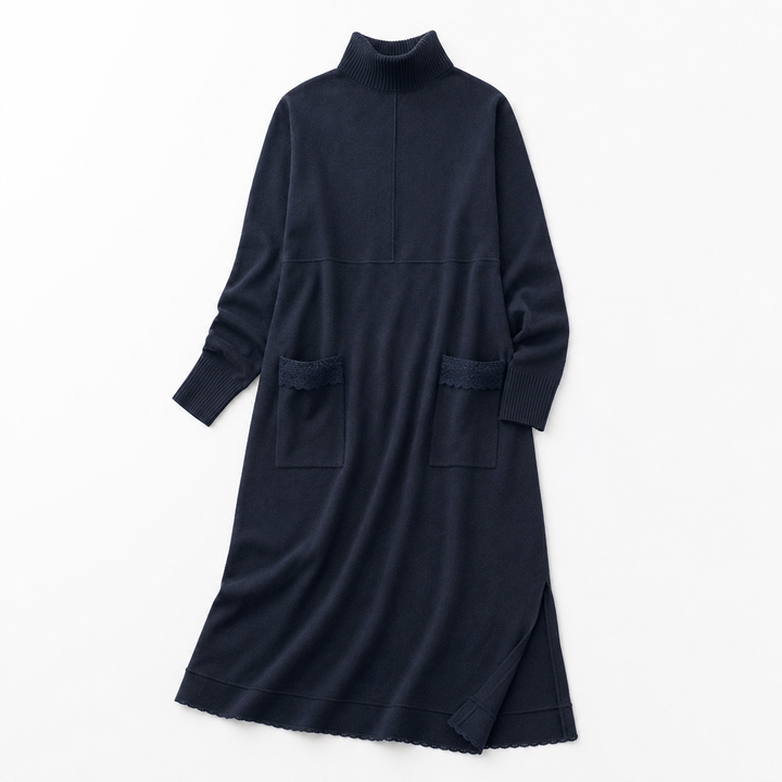 Natalie | Stylish Mock Neck Maxi Sweater Dress