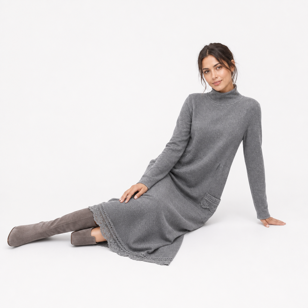 Natalie | Stylish Mock Neck Maxi Sweater Dress