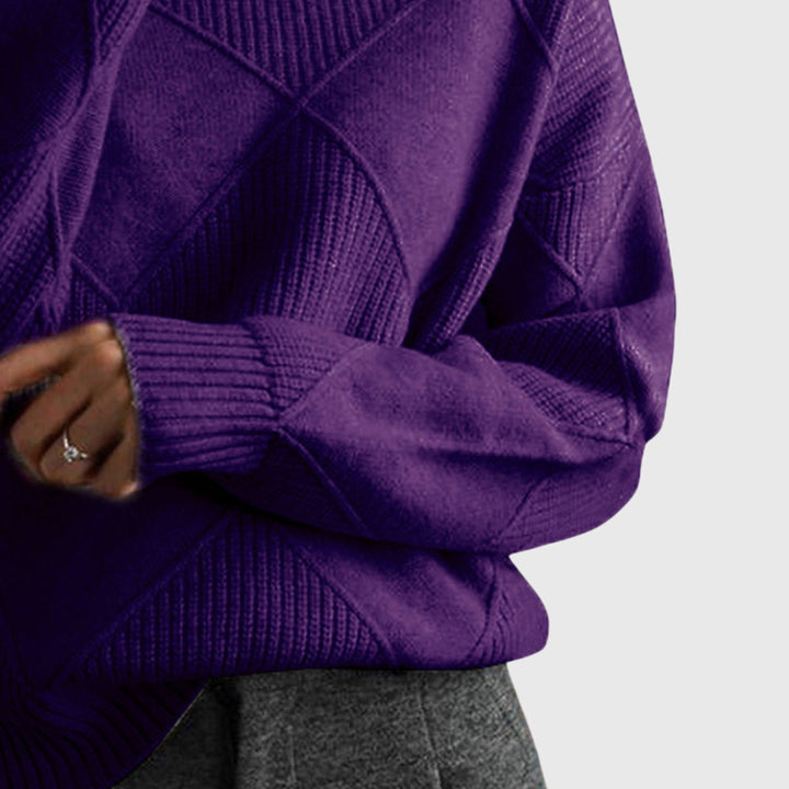Natalie | Timeless Diamond Knit Oversized Turtleneck Sweater