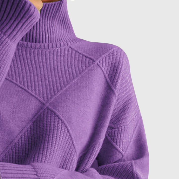 Natalie | Timeless Diamond Knit Oversized Turtleneck Sweater